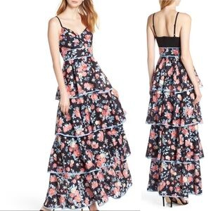 FOXIEDOX Darlene Tiered Maxi Dress Printed-M
